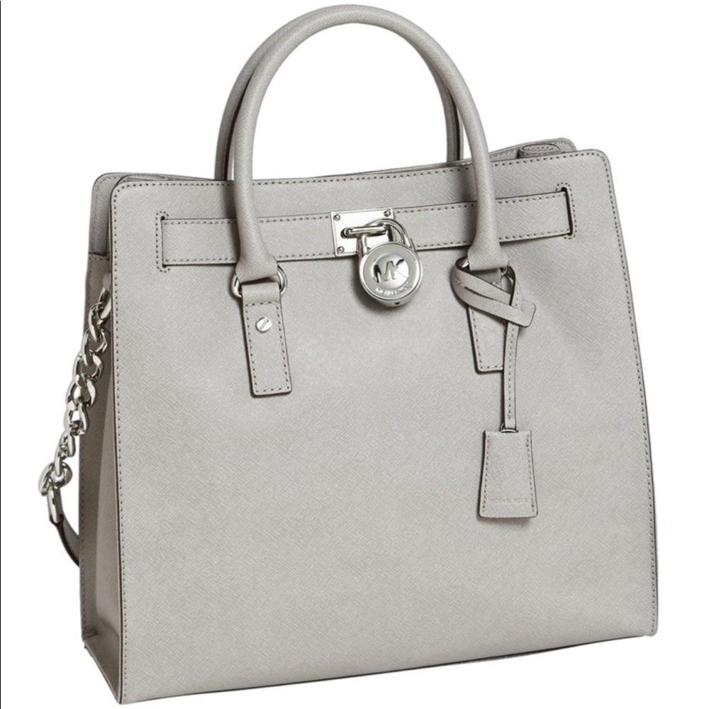MICHAEL KORS Hamilton Large Leather Satchel - Grey